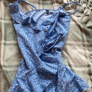 Blue dress with white hearts